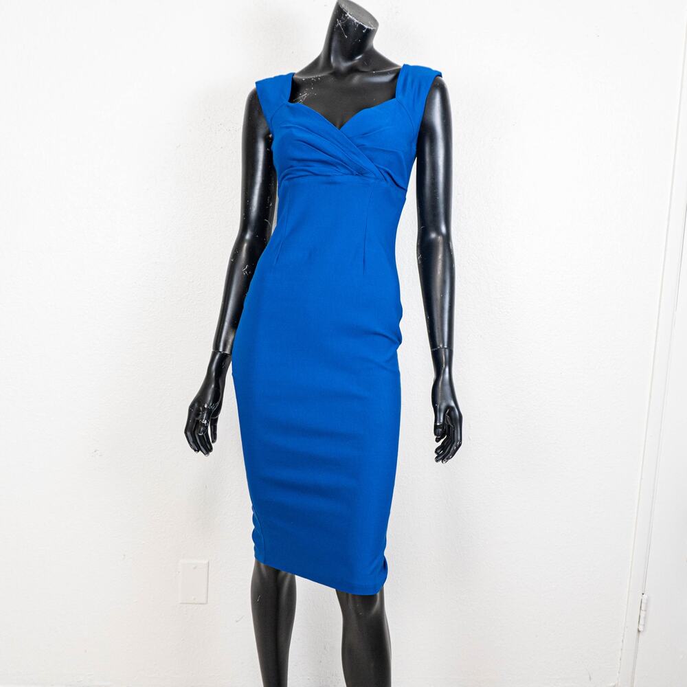 Pinup Couture Erin Wiggle Dress in blue size Small Rockabilly Sweatheart - Picture 2 of 11